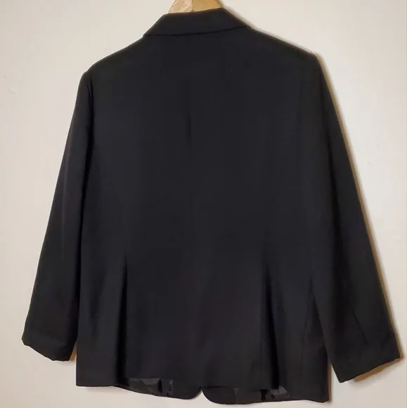 Black Boxy 80s Textured Vintage Blazer with Front Set In Pockets - Picture 3 of 11